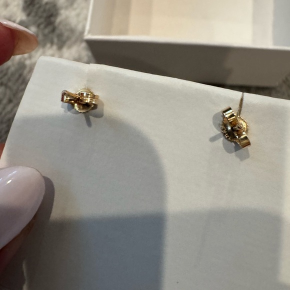 Gold Cultured Pearl and Diamond Earrings - Picture 5 of 8